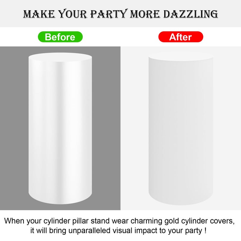 SaitiMade Set of 5 - White Cylinder Pedestal Stand Covers  Flexible Cylinder Stand Covers for Party  Wedding or Birthday Event Decor - Only Contains Cylinder Covers - Image 4